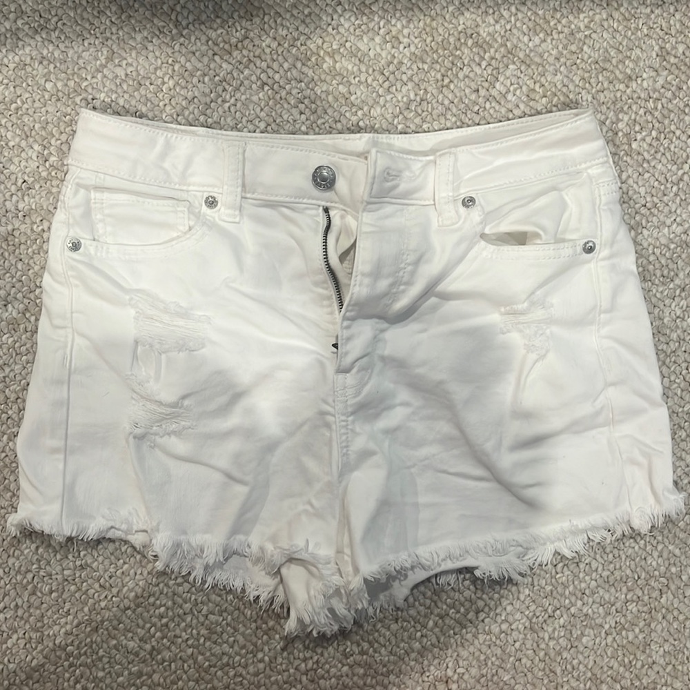 American eagle high rise super stretch white shorts